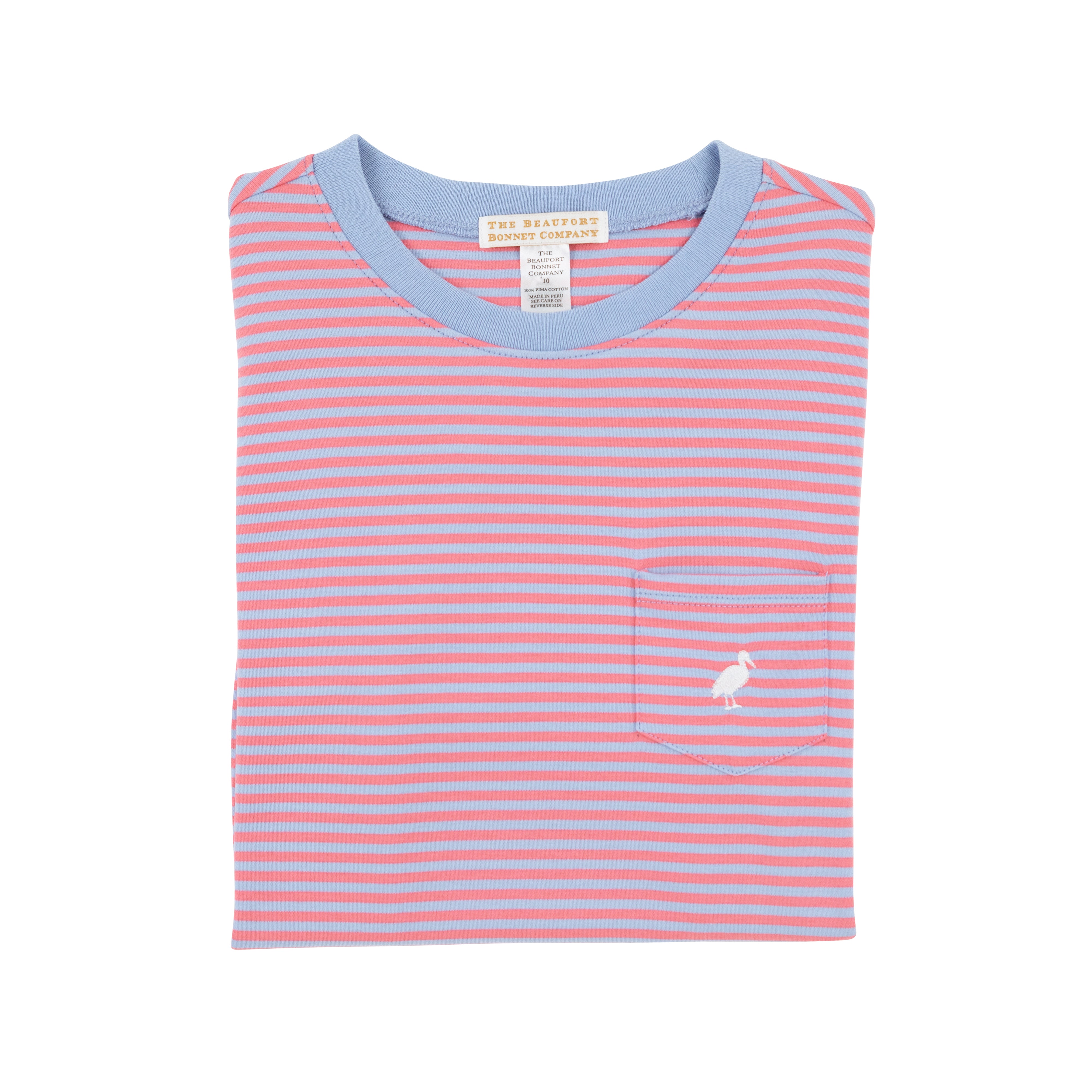 Carter Crewneck - Beale Street Blue & Parrot Cay Coral Stripe with