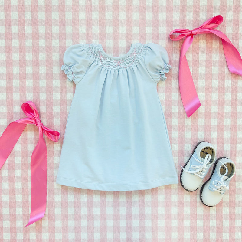 Sandy Smocked Dress - Buckhead Blue with Hamptons Hot Pink