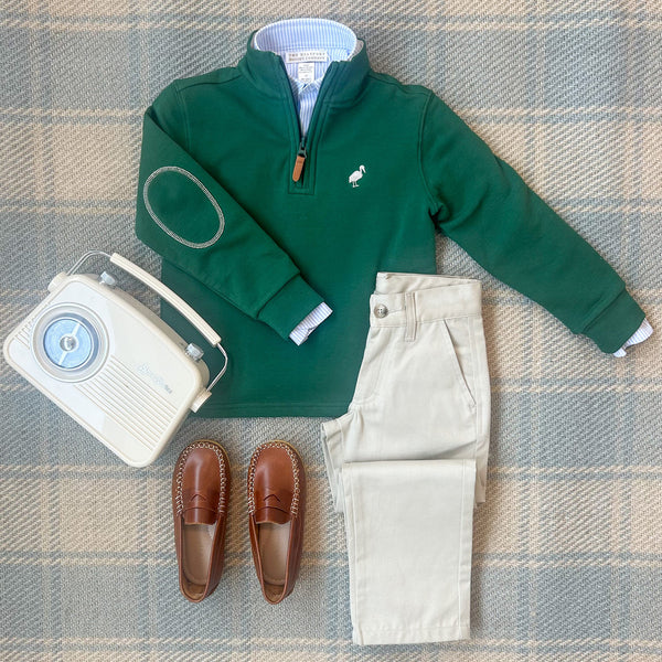 Prep School Pants - Keeneland Khaki with Nantucket Navy Stork