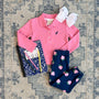 Anna Price Polo - Hamptons Hot Pink with Nantucket Navy Stork