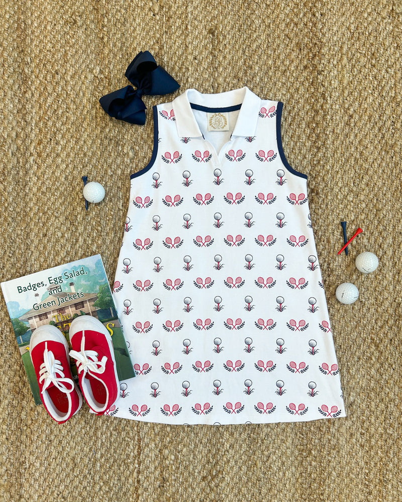 Sleeveless Maude's Polo Dress - Little Sport with Worth Avenue White and Nantucket Navy