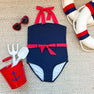 Palm Beach Bathing Suit - Nantucket Navy with Richmond Red