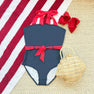 Palm Beach Bathing Suit - Nantucket Navy with Richmond Red