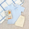 Prim & Proper Polo & Onesie - Buckhead Blue with Bellport Butter Yellow Stork