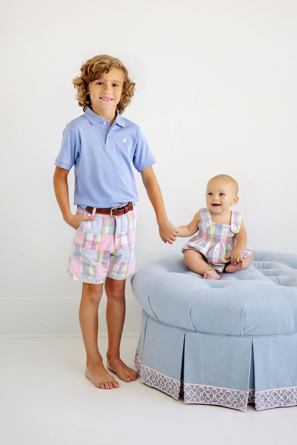 Prim & Proper Polo & Onesie - Park City Periwinkle with Worth Avenue White Stork