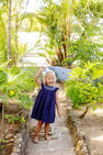 Angel Sleeve Sandy Smocked Dress - Nantucket Navy with Worth Avenue White Smocking