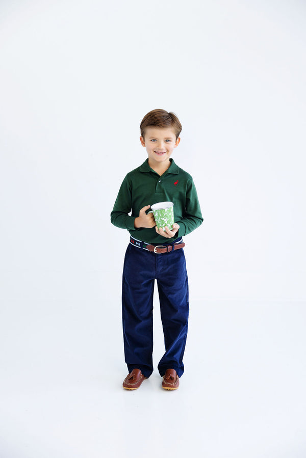 Long Sleeve Prim & Proper Polo & Onesie - Grier Green with Richmond Red Stork