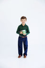 Long Sleeve Prim & Proper Polo & Onesie - Grier Green with Richmond Red Stork