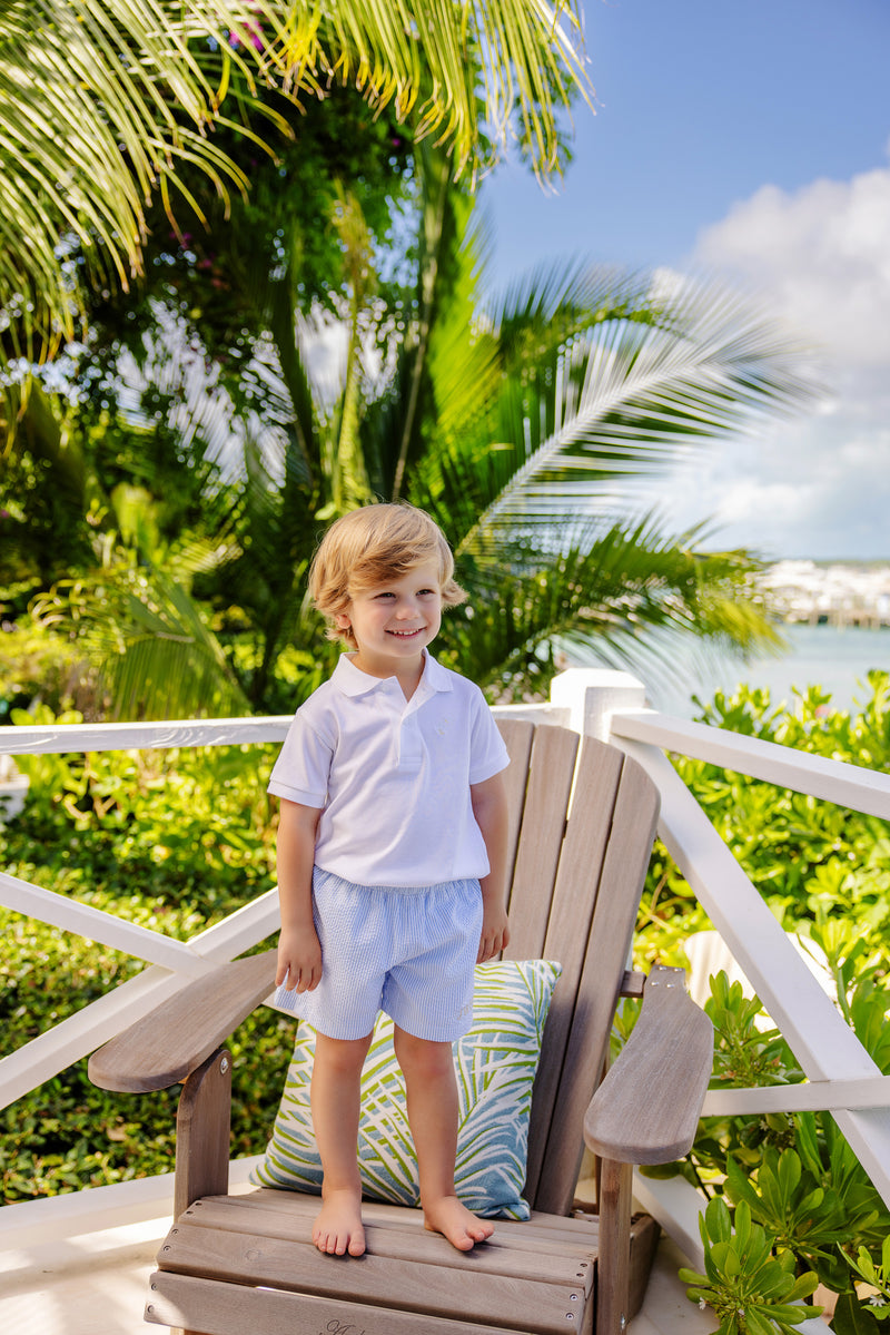 Shelton Shorts - Breakers Blue Seersucker with Breakers Blue Stork