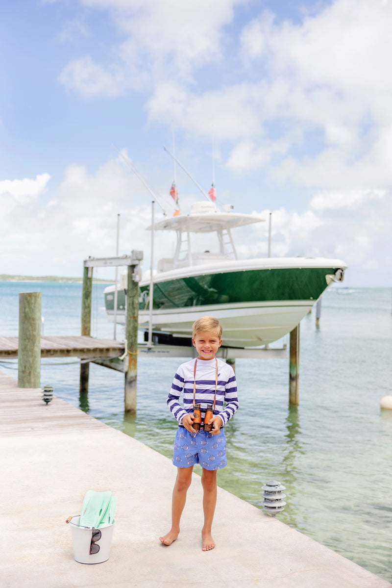 Walker's Wave Spotter Swim Shirt (UPF 35+) - Nantucket Navy Stripe with Nantucket Navy Stork