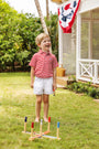 Prim & Proper Polo & Onesie - Richmond Red Stripe with Barbados Blue Stork