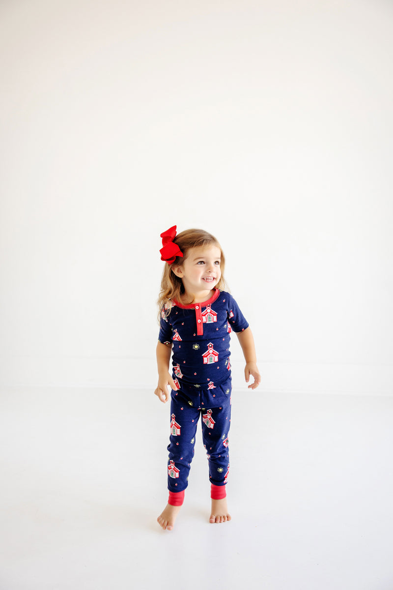 Sutton's Short Sleeve Set (Unisex) - Happy Little School House with Richmond Red