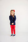 Cassidy Comfy Crewneck (Quilted) - Nantucket Navy with Richmond Red Stitching & Stork