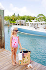 Brookhaven Bow Bathing Suit - Bow and Berry (Hamptons Hot Pink) with Kiawah Kelly Green Stripe