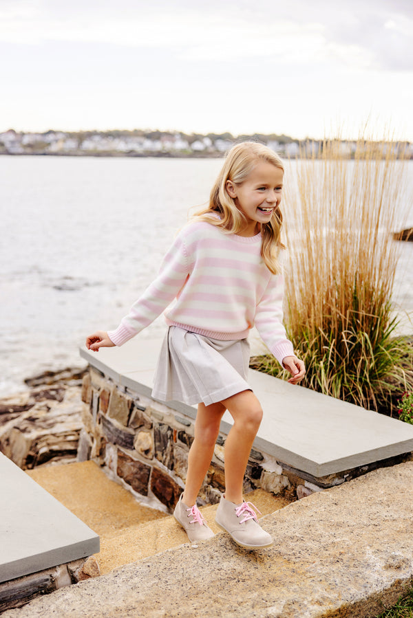 Isabelle's Sweater - Palm Beach Pink & Palmetto Pearl Stripe with Palmetto Pearl Stork