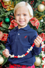 Long Sleeve Prim & Proper Polo & Onesie - Nantucket Navy with Richmond Red Stork