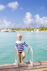 Walker's Wave Spotter Swim Shirt (UPF 35+) - Nantucket Navy Stripe with Nantucket Navy Stork