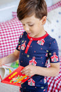 Sutton's Short Sleeve Set (Unisex) - Happy Little School House with Richmond Red