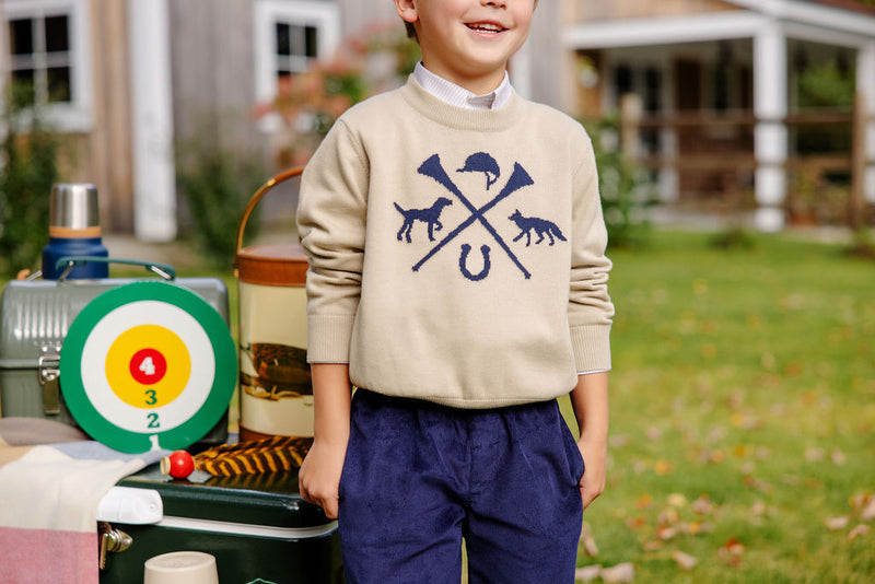 Isaac's Intarsia Sweater - Keeneland Khaki with Hunt Club Intarsia