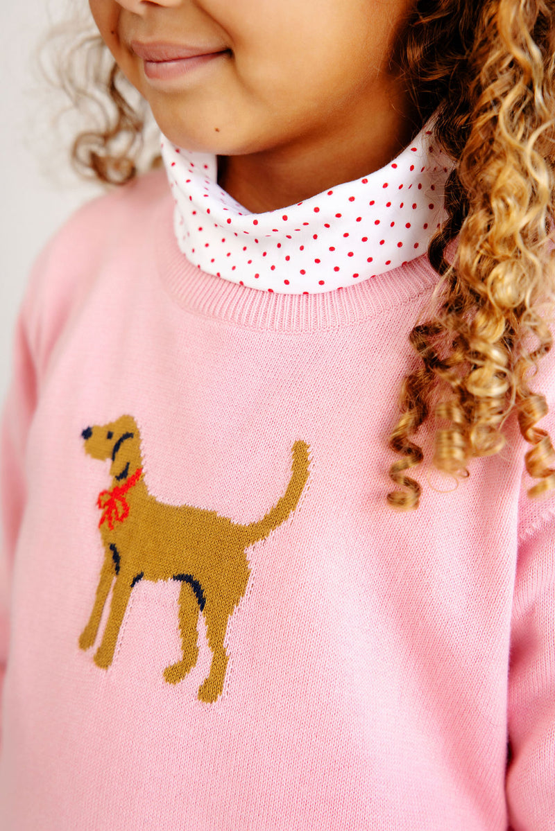 Isabelle's Intarsia Sweater - Hamptons Hot Pink with Dog Intarsia