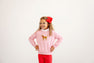 Isabelle's Intarsia Sweater - Hamptons Hot Pink with Dog Intarsia