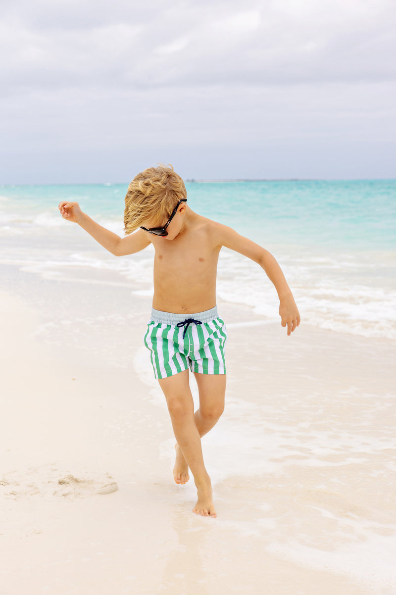 Turtle Bay Trunks - Kiawah Kelly Green Stripe with Buckhead Blue