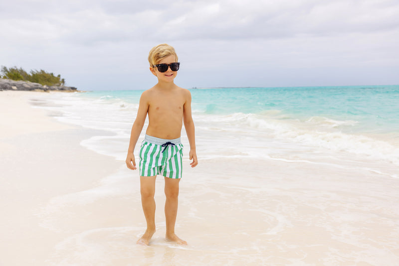 Turtle Bay Trunks - Kiawah Kelly Green Stripe with Buckhead Blue