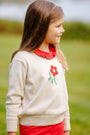 Isabelle's Intarsia Sweater - Sandy Springs Stone with Flower Intarsia