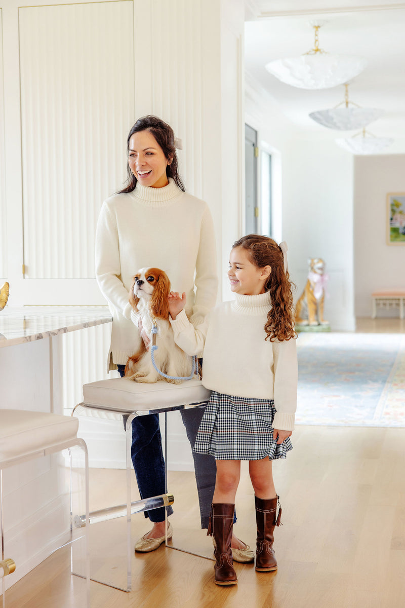 Townsend Turtleneck Sweater - Palmetto Pearl with Coral Gables Gold Metallic Stork