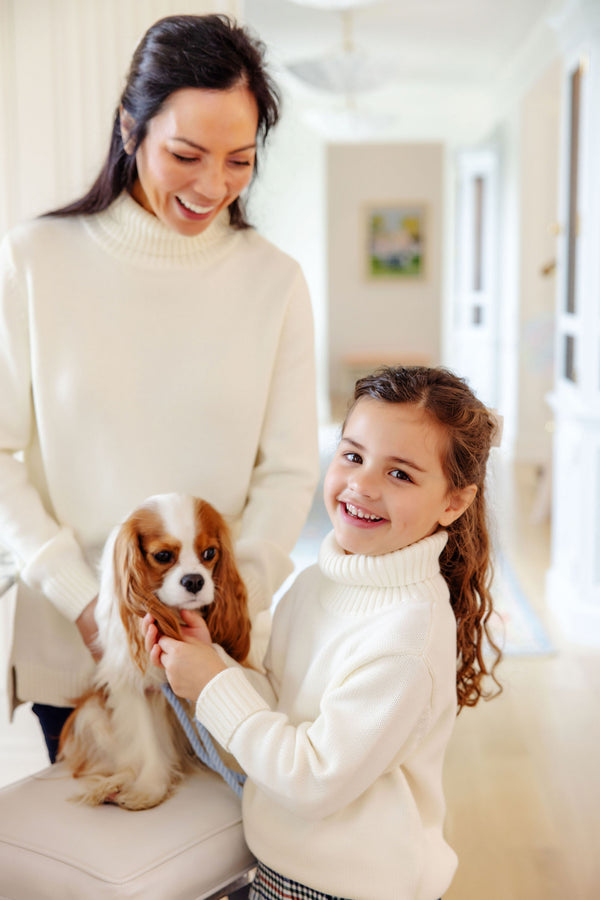 Townsend Turtleneck Sweater - Palmetto Pearl with Coral Gables Gold Metallic Stork