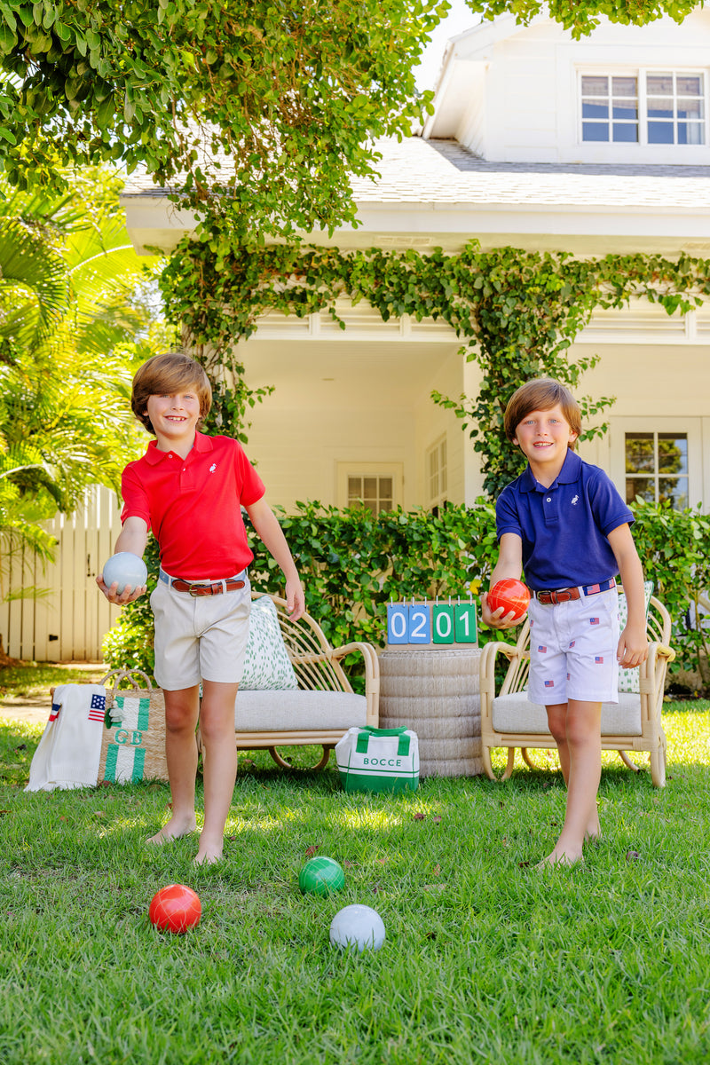 Prim & Proper Polo & Onesie - Nantucket Navy with Worth Avenue White Stork