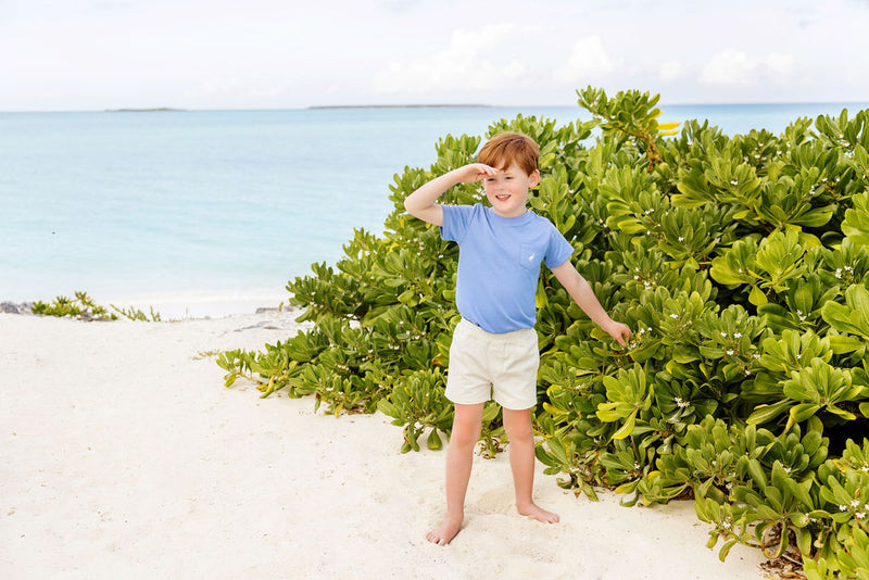 Carter Crewneck - Barbados Blue with Worth Avenue White Stork