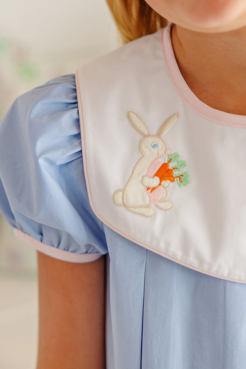 Bunny Phipps Frock - Beale Street Blue with Worth Avenue White, Palm Beach Pink, & Bunny Applique