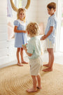 Prim & Proper Polo & Onesie - Sea Island Seafoam with Beale Street Blue Multicolor Stork