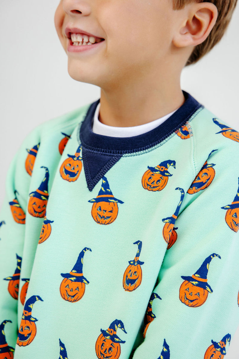 Cassidy Comfy Crewneck (Unisex) - Olde Jolly Jack O' Lantern with Nantucket Navy