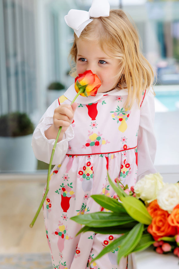 Sleeveless Rebecca Romper - Pink & Plentiful with Richmond Red