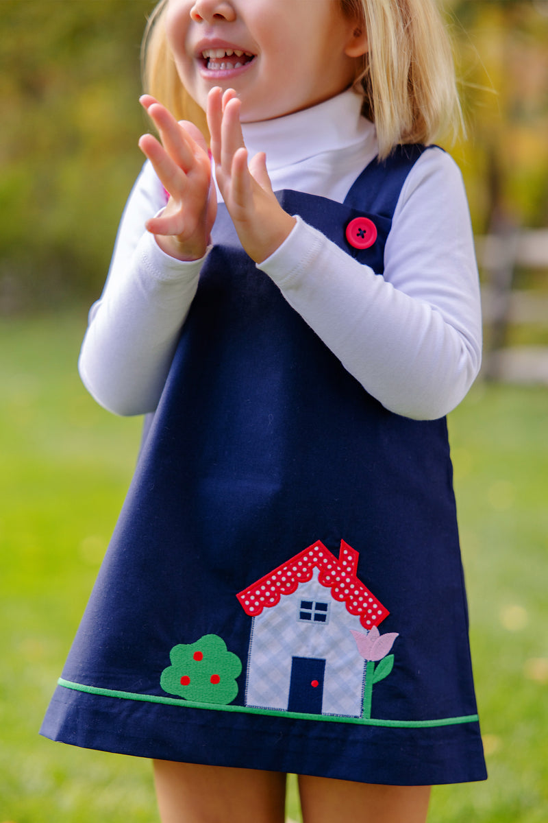 Jillian Jumper Set - Nantucket Navy with House Applique