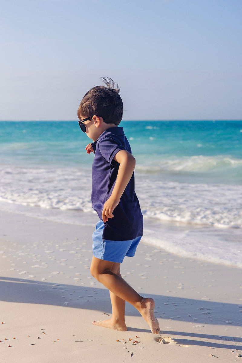 Prim & Proper Polo & Onesie - Nantucket Navy with Worth Avenue White Stork