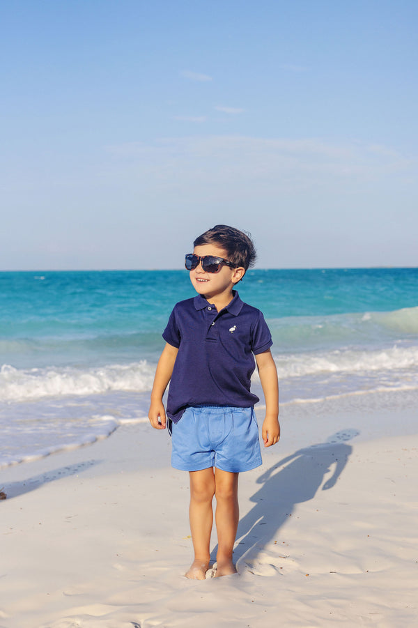 Prim & Proper Polo & Onesie - Nantucket Navy with Worth Avenue White Stork