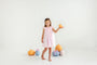 Angel Sleeve Sandy Smocked Dress - Palm Beach Pink with Pumpkin & Bow Smocking