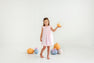 Angel Sleeve Sandy Smocked Dress - Palm Beach Pink with Pumpkin & Bow Smocking