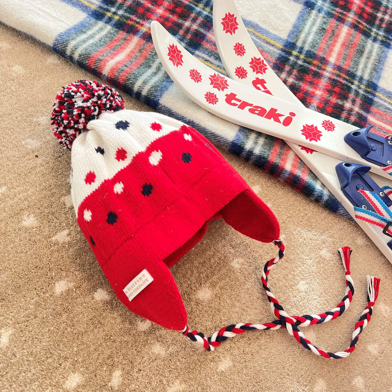 Parrish Pom Pom Hat - Palmetto Pearl with Richmond Red & Nantucket Navy Dots