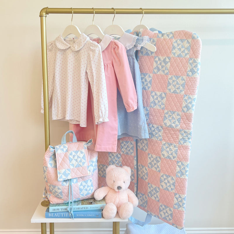 Bitty Backpack - Cobble Court Quilt with Beale Street Blue & Palm Beach Pink