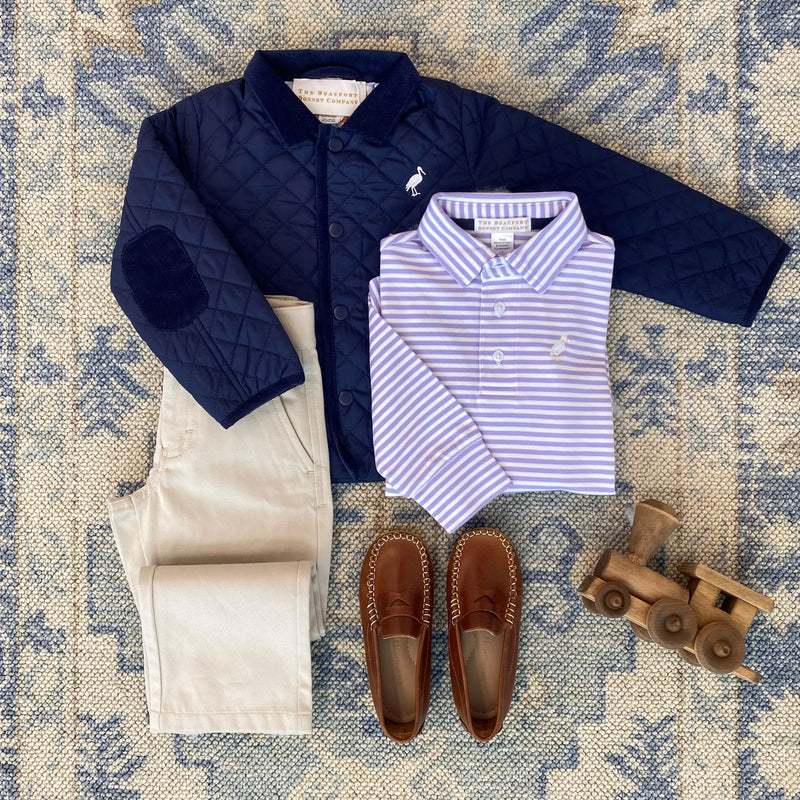 Prep School Pants - Keeneland Khaki with Nantucket Navy Stork