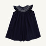 Angel Sleeve Sandy Smocked Dress - Nantucket Navy with Worth Avenue White Smocking