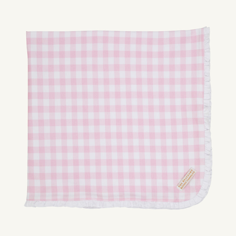 Baby Buggy Blanket - Palm Beach Pink Gingham with Worth Avenue White