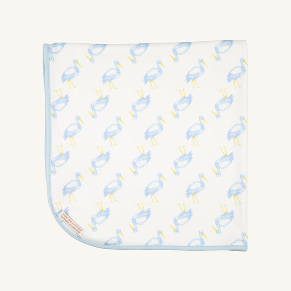 Baby Buggy Blanket - Sir Proper Stork with Buckhead Blue