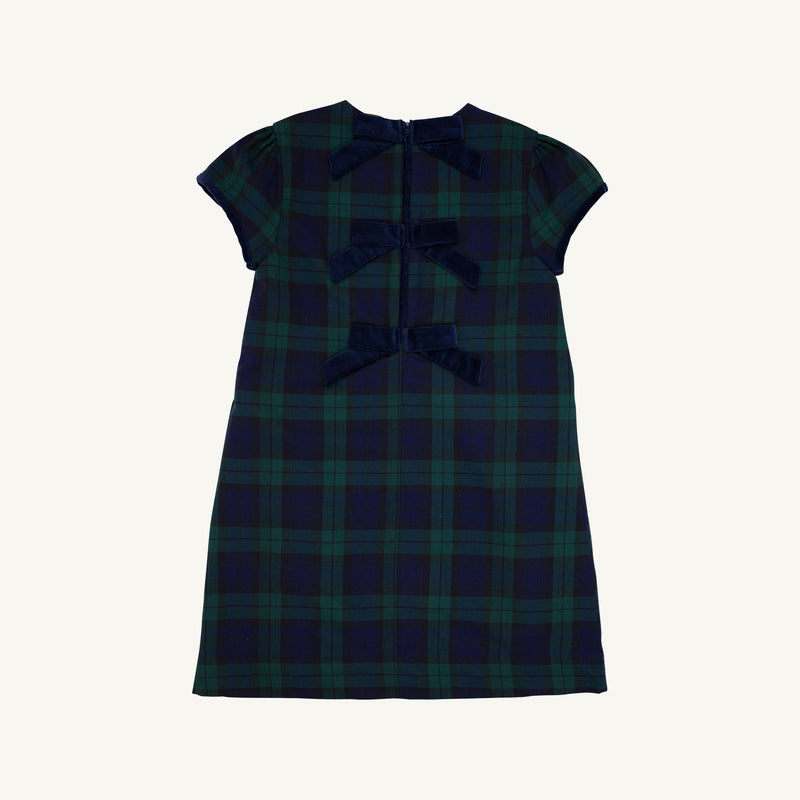 Betts Bow Dress - Berwick Black Watch with Nantucket Navy Velveteen Bows