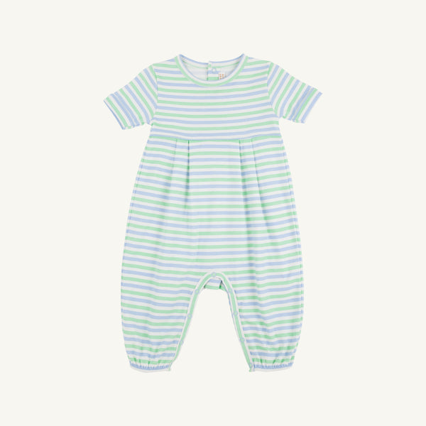 Short Sleeve Bradford Romper - Kennedy Cruise Stripe with Beale Street Blue