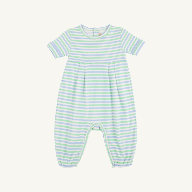 Short Sleeve Bradford Romper - Kennedy Cruise Stripe with Beale Street Blue